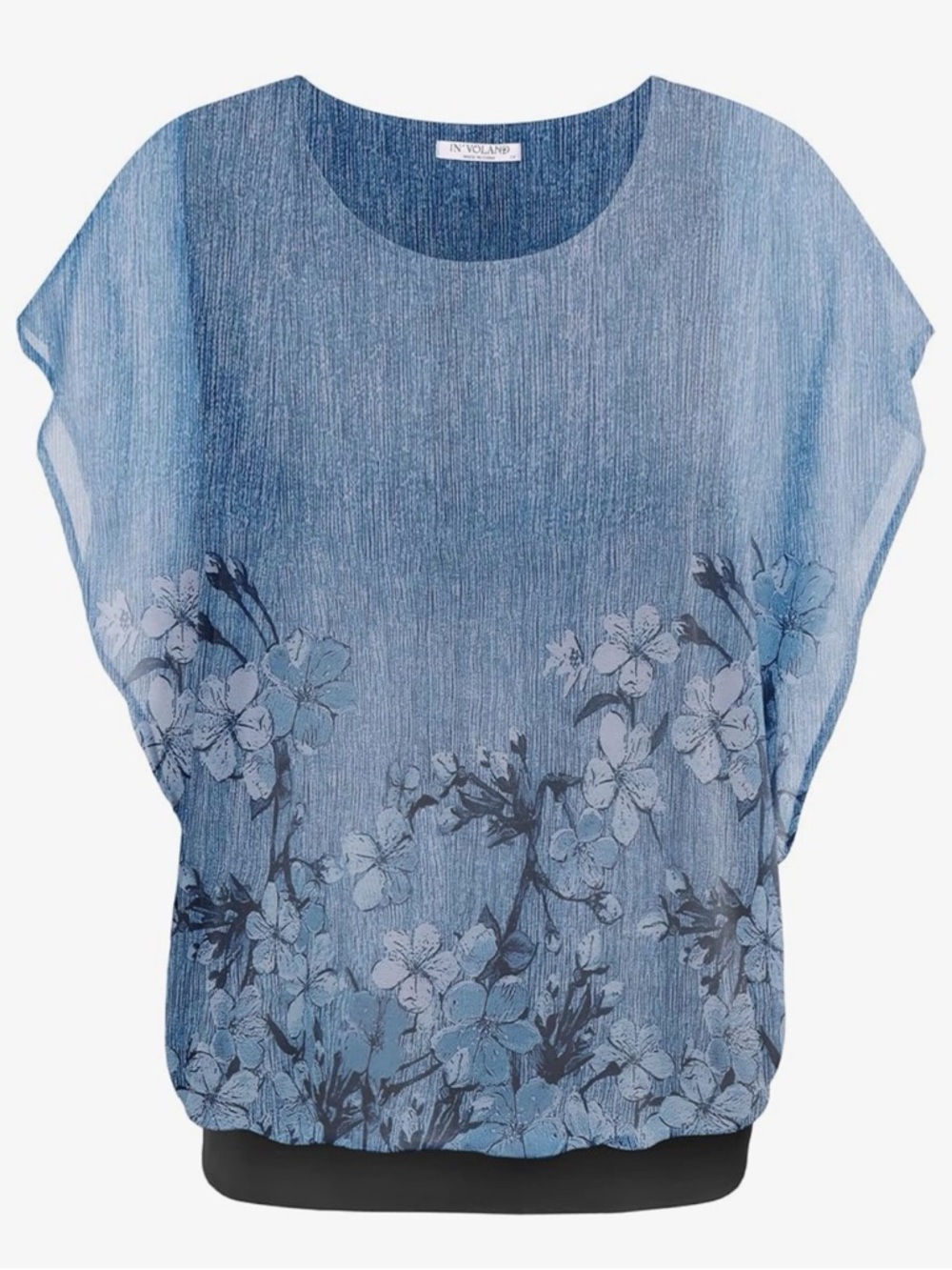 Blue Floral Blouson Top - Picture 4 of 6